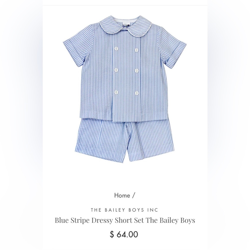 VEUC Bailey Boys Blue Stripe Dressy Short Set 12 months